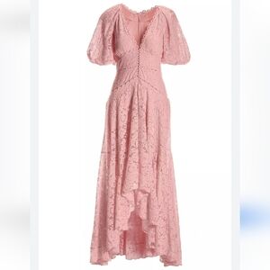 Boston Proper Puff Sleeve Lace High Low Dress